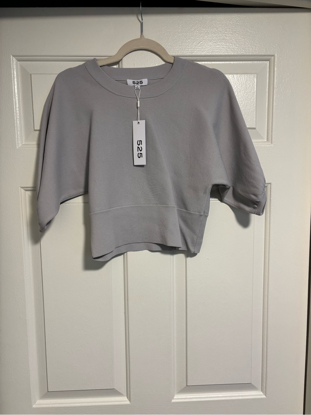 525 America Cropped Crewneck Top in Light Gray/Silver